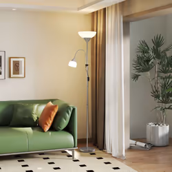 HOMCOM Mother-Child Floor Lamp Duo Light Steel Frame w/ 2 Switches Round Base - Additional view 6
