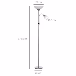 HOMCOM Mother-Child Floor Lamp Duo Light Steel Frame w/ 2 Switches Round Base - Additional view 8