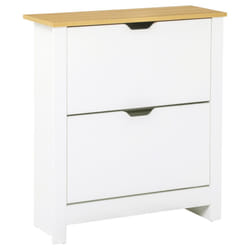 HOMCOM 12-Shoe Storage Cabinet 4 Shelves 2 Drawers Tabletop White