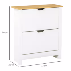 HOMCOM 12-Shoe Storage Cabinet 4 Shelves 2 Drawers Tabletop White