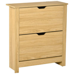 HOMCOM 12-Shoe Storage Cabinet 4 Shelves 2 Drawers Tabletop Natural