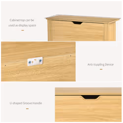 HOMCOM 12-Shoe Storage Cabinet 4 Shelves 2 Drawers Tabletop Natural - Additional view 4