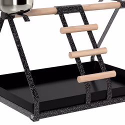 PawHut Portable Bird Stand Resting Stainless Steel Base Wood Perch Ladder Bowls - Additional view 7