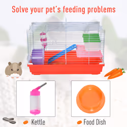 PawHut Hamster Cage Pet Animal Travel Cage Box Double Layers w/ Accessories