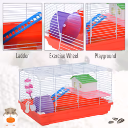 PawHut Hamster Cage Pet Animal Travel Cage Box Double Layers w/ Accessories - Additional view 4