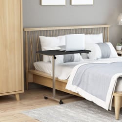 HOMCOM C-Shaped Mobile Table Sofa Over Bed Side Nightstand w/ Casters, Black