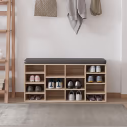 HOMCOM Multi-Storage Shoe Rack 14 Compartments Cushion Shelves Natural - Additional view 8