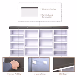HOMCOM Multi-Storage Shoe Rack 14 Compartments Cushion Moving Shelves Home White - Additional view 6