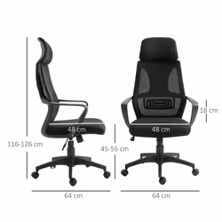 Vinsetto Mesh Back Office Chair w/ Adjustable Height Padded Headrest Black