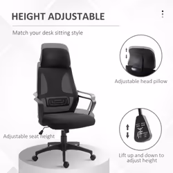 Vinsetto Mesh Back Office Chair w/ Adjustable Height Padded Headrest Black