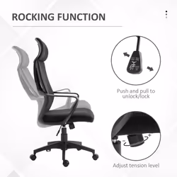 Vinsetto Mesh Back Office Chair w/ Adjustable Height Padded Headrest Black - Additional view 4