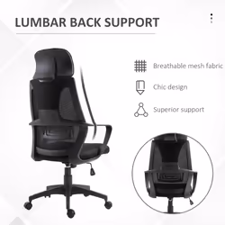 Vinsetto Mesh Back Office Chair w/ Adjustable Height Padded Headrest Black - Additional view 5
