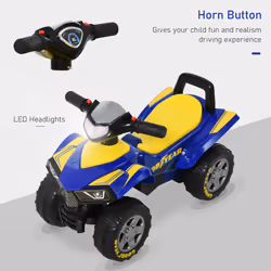HOMCOM Goodyear Baby Quad Ride-On Walker w/ Lights Horn Storage 18-36 Months