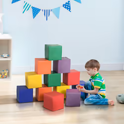 HOMCOM 12 Piece Soft Play Blocks Soft Foam Toy Building Stacking Block for Kids