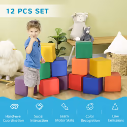 HOMCOM 12 Piece Soft Play Blocks Soft Foam Toy Building Stacking Block for Kids - Additional view 5