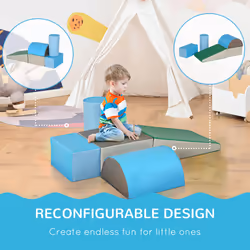 HOMCOM 5 Piece Soft Safe Foam Playset Climb and Crawl Activity Toy for Toddler