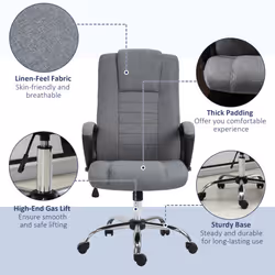 Vinsetto Office Chair for Desk, with Height Adjustable, Wheels, Dark Grey