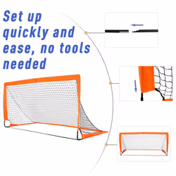 HOMCOM Football Goal Folding Outdoor with All Weather Net 6'x3' Orange