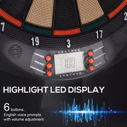 HOMCOM Electronic Dartboard 26 Games,185 Variations with 6 Darts Ready-to-Play