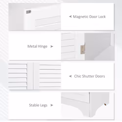 HOMCOM 183x60cm Tall Freestanding Bathroom Cabinet Retro 3 Compartments White - Additional view 4