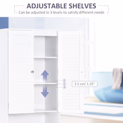 HOMCOM 183x60cm Tall Freestanding Bathroom Cabinet Retro 3 Compartments White - Additional view 5