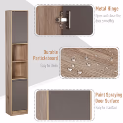 HOMCOM 170cm Freestanding Storage Cabinet Slimline Unit w/ 2 Cupboards - Additional view 6