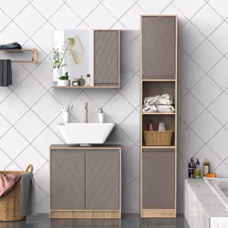 HOMCOM 49x57cm Wall Mounting Bathroom Cabinet & Mirror Shelf Door Home Storage