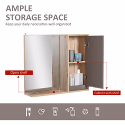 HOMCOM 49x57cm Wall Mounting Bathroom Cabinet & Mirror Shelf Door Home Storage