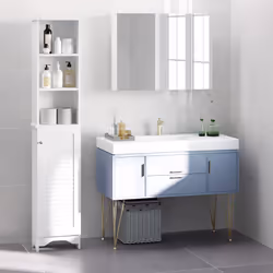 HOMCOM 165cm Freestanding Slimline Bathroom Storage Cabinet w/ Shelves - Additional view 5