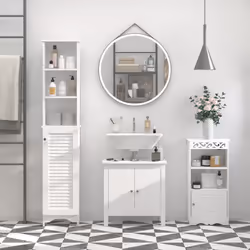 HOMCOM 165cm Freestanding Slimline Bathroom Storage Cabinet w/ Shelves - Additional view 6