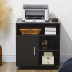 HOMCOM Multi-Storage Printer Unit Office Organisation w/ 5 Compartments Black - Additional view 7