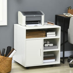 HOMCOM Multi-Storage Printer Unit Office Organisation w/ 5 Compartments White