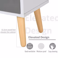 HOMCOM Freestanding 4 Cube Storage Cabinet Unit Bookcase w/ 2 Drawer - Additional view 4