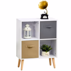 HOMCOM Freestanding 4 Cube Storage Cabinet Unit Bookcase w/ 2 Drawer - Additional view 8