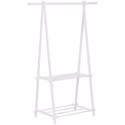 HOMCOM 40KG Freestanding Steel Clothes Hanger w/ 2 Shelves Wardrobe