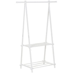 HOMCOM 40KG Freestanding Steel Clothes Hanger w/ 2 Shelves Wardrobe