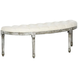 HOMCOM Half-Circle End Bench Ottoman Button Tufting Padded Seat, Cream White