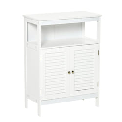kleankin Wooden Bathroom Floor Cabinet with Door Corner Storage