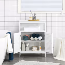 kleankin Wooden Bathroom Floor Cabinet with Door Corner Storage