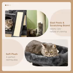 PawHut Cat Rest & Play Activity Tree w/ 2 House Perch Scratching Post Black