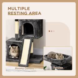 PawHut Cat Rest & Play Activity Tree w/ 2 House Perch Scratching Post Black - Additional view 4