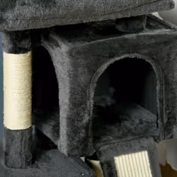 PawHut Cat Rest & Play Activity Tree w/ 2 House Perch Scratching Post Black - Additional view 7