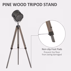 HOMCOM Tripod Floor Lamp Height Adjustable E27 Base for Living Room Bedroom