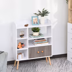 HOMCOM Multi-Shelf Bookcase Freestanding Storage Cabinet Shelves Wood