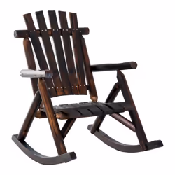 Outsunny Fir Wood Rustic Patio Adirondack Rocking Chair Brown