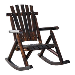Outsunny Fir Wood Rustic Patio Adirondack Rocking Chair Brown
