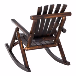 Outsunny Fir Wood Rustic Patio Adirondack Rocking Chair Brown