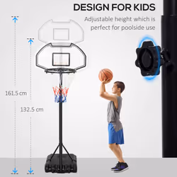 HOMCOM Basketball Stand and  94-123cm Height Adjustable Hoo For Pool Side