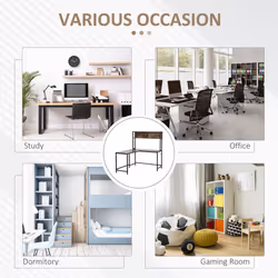 HOMCOM Industrial L-Shaped Work Desk & Storage Shelf Steel Frame Adjustable Feet - Additional view 5