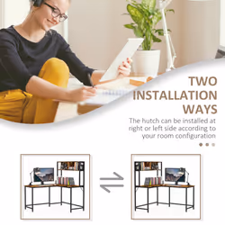 HOMCOM Industrial L-Shaped Work Desk & Storage Shelf Steel Frame Adjustable Feet - Additional view 6